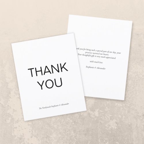 Budget Simple Black White Custom Thank You Card