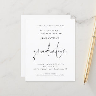 Budget Simple Black White Grad Luncheon Invitation