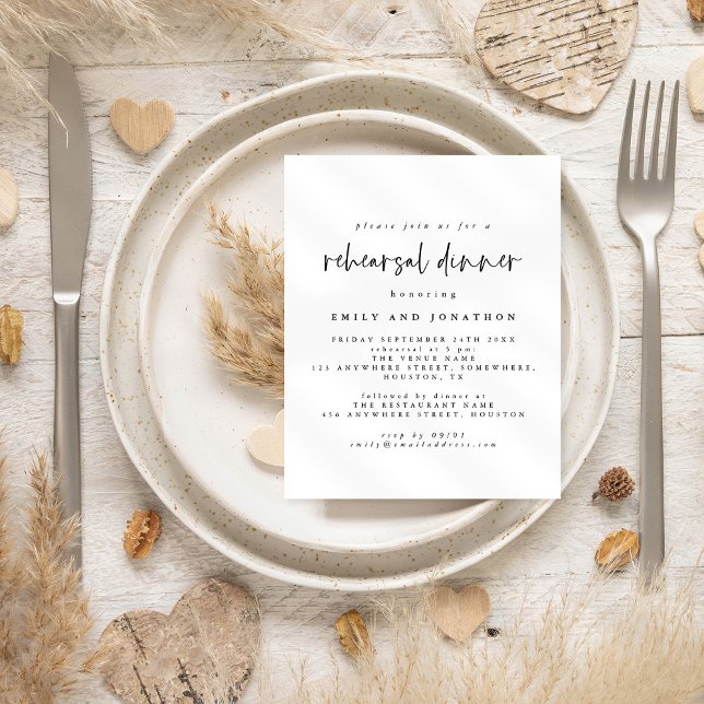 Budget Simple Black White Rehearsal Dinner Invite (Creator Uploaded)