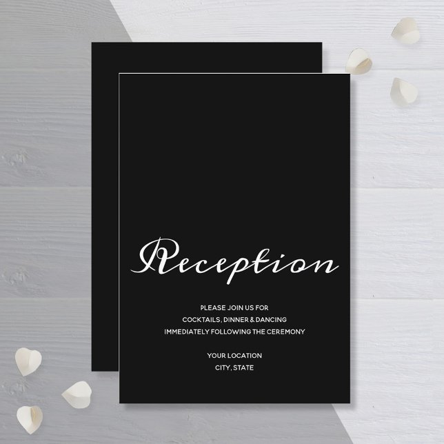 Budget Simple Black White Wedding Reception Enclosure Card (Creator Uploaded)