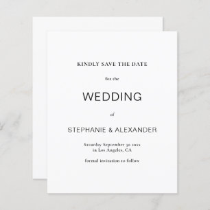 Budget Simple  Black & White Wedding Save The Date