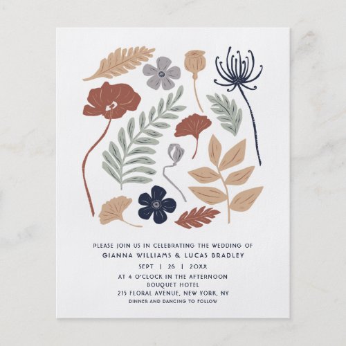 Budget Simple Blue Redwood Flowers Modern Wedding Flyer