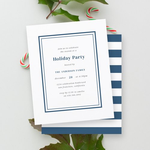 Budget Simple Blue  White Christmas Holiday Party