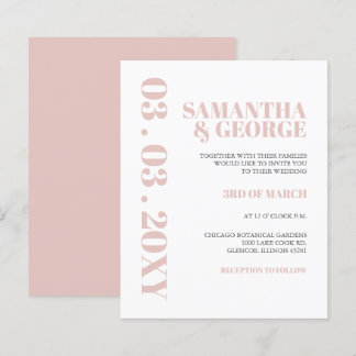 Budget Simple Blush Modern Wedding Invitation