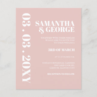 Budget Simple Blush Wedding Invitation