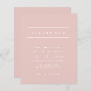Budget Simple Blush Wedding  Invitation