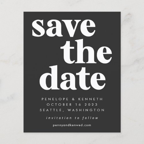 Budget Simple Bold Black White Save The Date Card