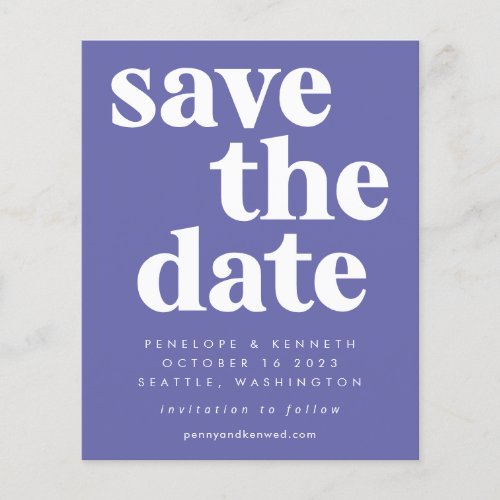 Budget Simple Bold Purple Save The Date Card