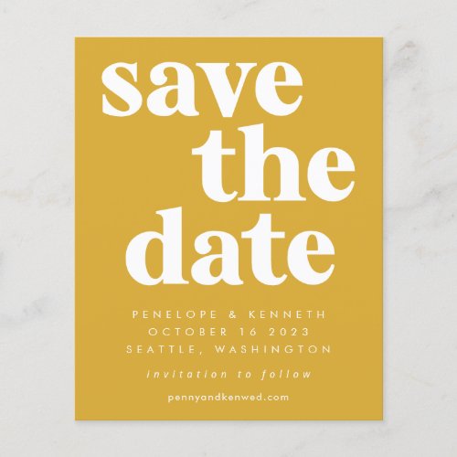 Budget Simple Bold Yellow Save The Date Card