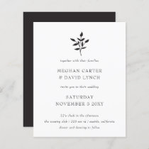 Budget Simple Botanical Wedding Invitation