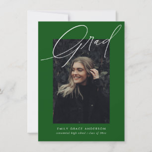 Budget Simple Calligraphy Three Photo Graduation Announcement