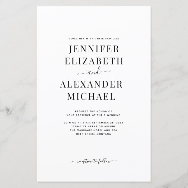 Budget Simple Chic Calligraphy All In One Wedding (Front)