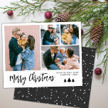 Budget Simple Collage Snowy Christmas Holiday  Flyer<br><div class="desc">Budget Modern, Simple Gray, Black and White 4 Photo Collage Merry Christmas Brush Script Holiday Paper Flyer. This festive, minimalist, four (4) family photo holiday card features a pretty photo collage and saying „Merry Christmas” greeting text is written in a hand lettered brush script font type. On the back side...</div>