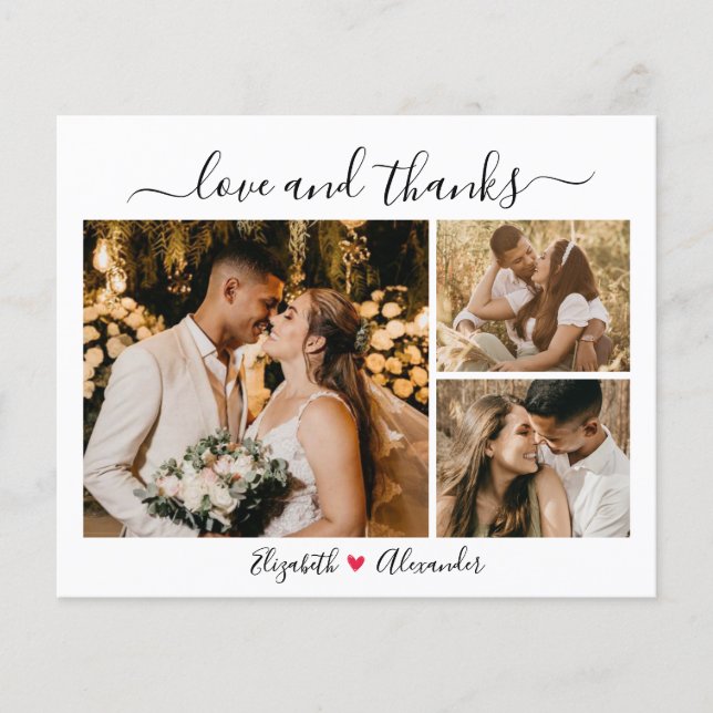 Budget Simple Collage Wedding Thank You Flyer (Front)