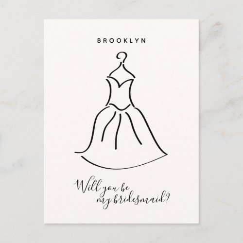 BUDGET Simple Dress Bridesmaid Proposal Card