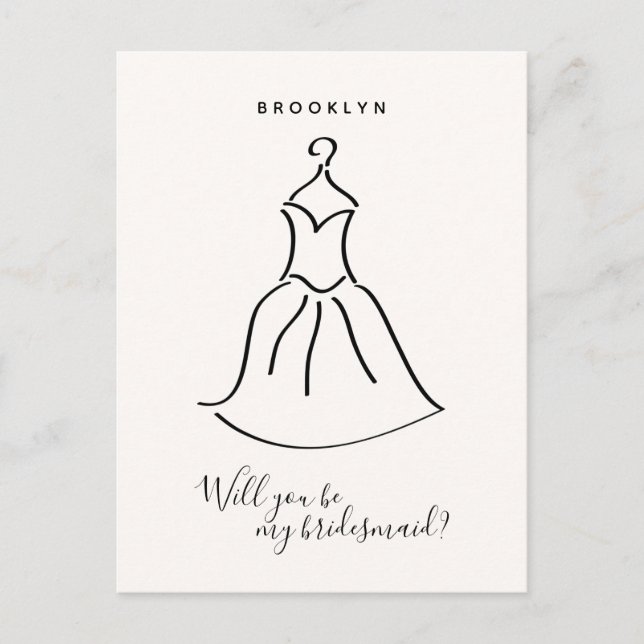 BUDGET Simple Dress Bridesmaid Proposal Card (Front)