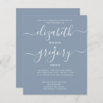 Budget Simple Dusty Blue Modern Wedding Invitation