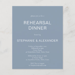 Budget Simple Dusty Blue Rehearsal Dinner Invite
