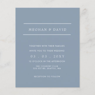 Budget Simple Dusty Blue Wedding Invitation