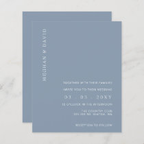 Budget Simple Dusty Blue Wedding Invitation