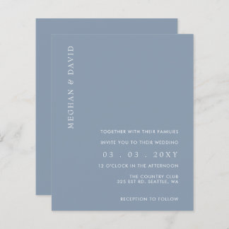 Budget Simple Dusty Blue Wedding Invitation