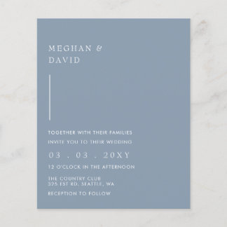 Budget Simple Dusty Blue Wedding Invitation