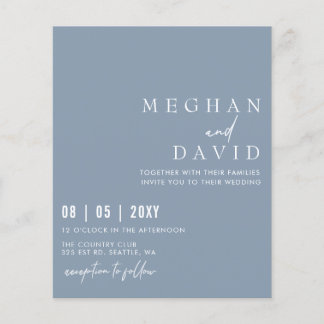 Budget Simple Dusty Blue Wedding Invitation