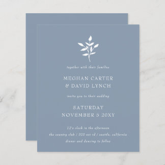 Budget Simple Dusty Blue Wedding Invitation