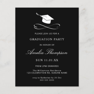 Budget Simple Elegant Black and White Graduation