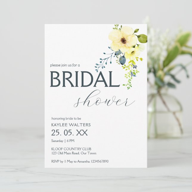 Budget simple elegant bridal shower invitation (Standing Front)