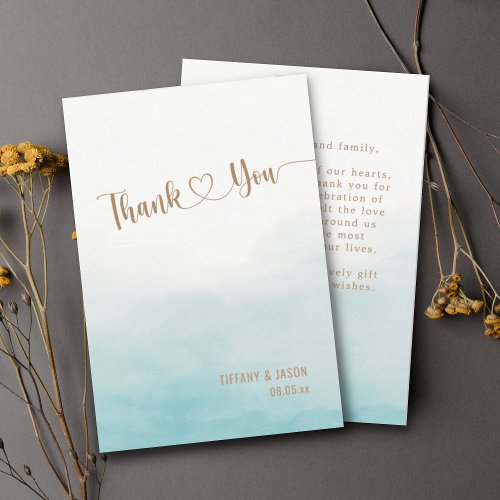 Budget Simple Elegant Custom Minimalist Wedding Thank You Card