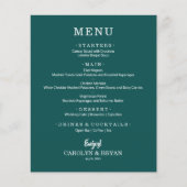 Budget Simple Elegant Dark Teal Wedding Menu | Zazzle