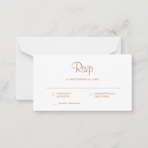 BUDGET Simple Elegant Gold Rustic RSVP Wedding Note Card