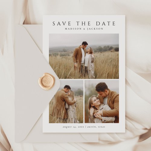 Budget Simple Elegant Modern Four Photo Save The Date