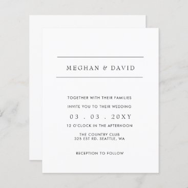 Budget Simple Elegant Modern Wedding  Invitation