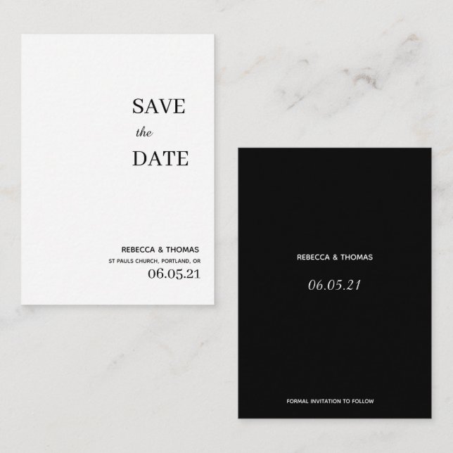 budget simple elegant non photo save the date note card (Front/Back)