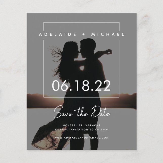 Budget Simple Elegant Photo Wedding Save the Date Flyer (Front)