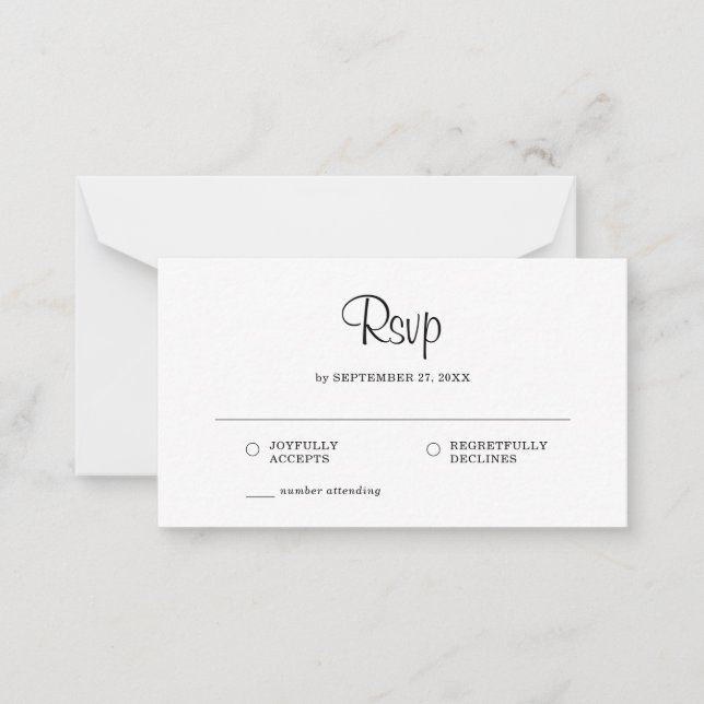 BUDGET Simple Elegant Rustic RSVP Wedding Note Card (Front)