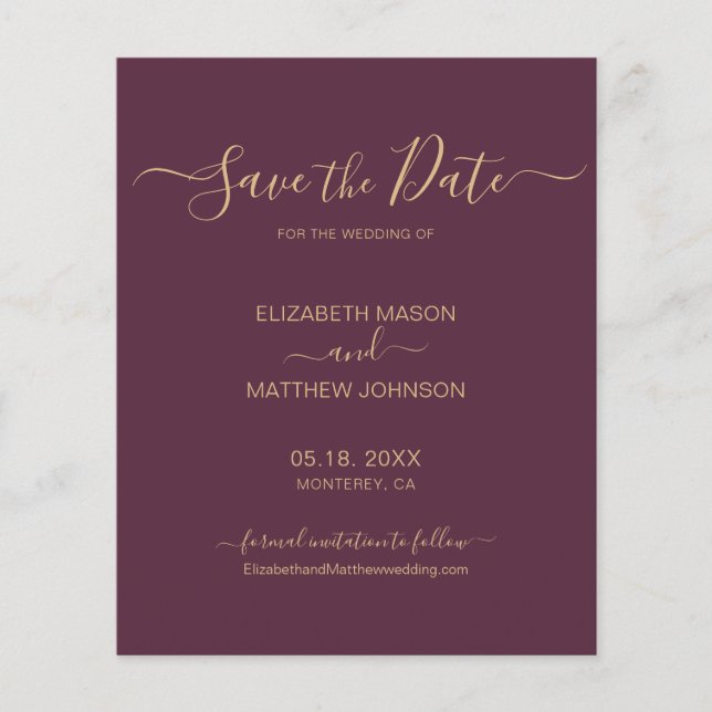 Budget Simple Elegant Script Save The Date Flyer (Front)