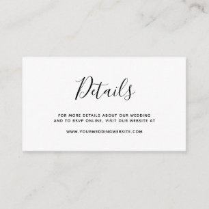 BUDGET Simple Elegant Wedding Details Enclosure Note Card