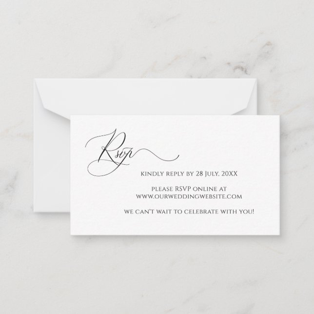 Budget Simple Elegant Wedding RSVP Card (Front)