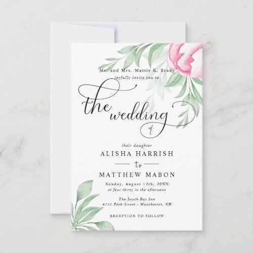 Budget Simple Eucalyptus Leaves Greenery Wedding Invitation