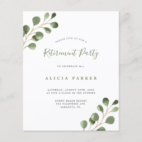 Budget simple eucalyptus retirement party