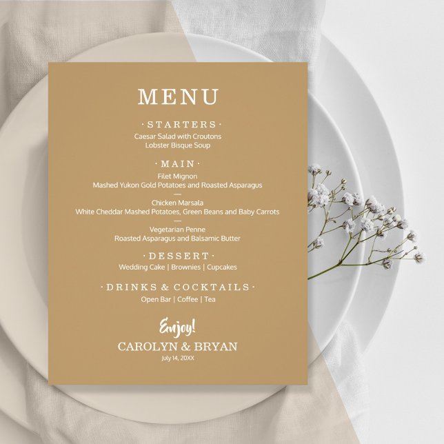 Budget Simple Gold Wedding Menu Flyer (Creator Uploaded)