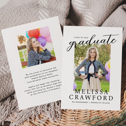 Budget Simple Graduate Chic Photo Graduation Card