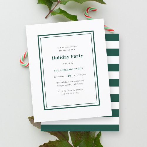 Budget Simple Green White Christmas Holiday Party