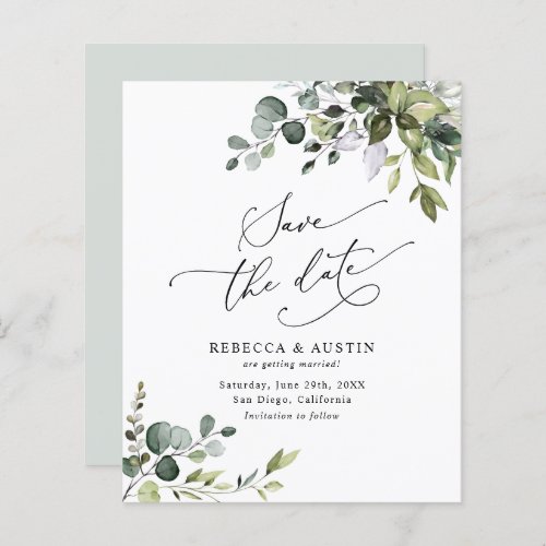 Budget Simple Greenery Wedding Save the Date