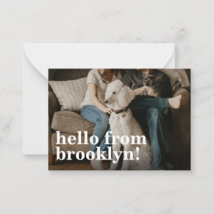 Budget Simple Hello New Home Address Photo Moving Note Card