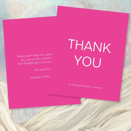 Budget Simple Hot Pink Custom Thank You Card