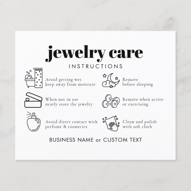 Budget Simple Jewelry Care Thank You Business  (Front)